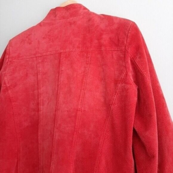 DAVID BROOKS Genuine Suede Leather Jacket Red Sz M Petite - Picture 8 of 15